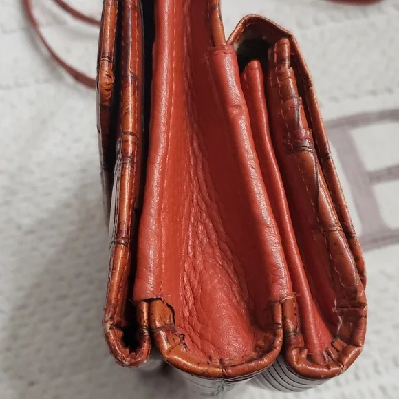 BRIGHTON ORANGE CROCODILE PATTERN CROSSBODY BAG - Picture 9 of 16